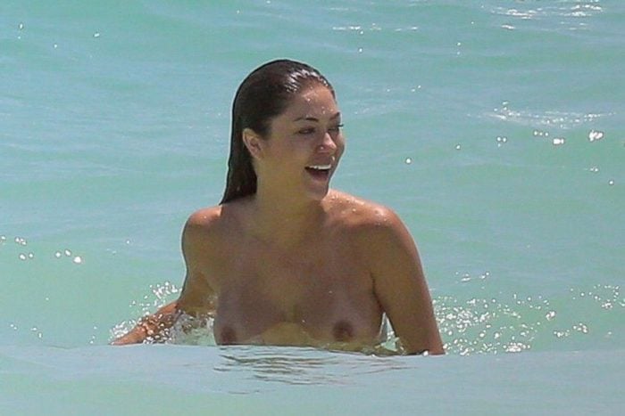 Arianny Celeste in the ocean with no top on