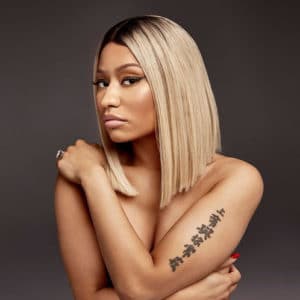 Nicki Minaj topless photo shoot with arms across chest