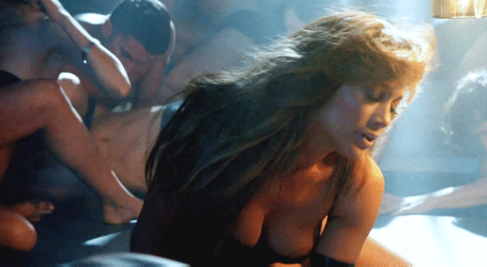 Jennifer Lopez showing her bare cleavage in movie scene